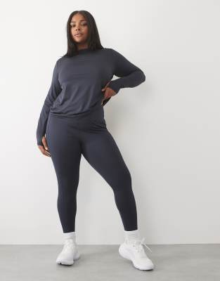 4505 Curve Icon Active Tie Waist Run Legging With Phone Pocket In Navy