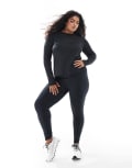 [ASOS] 4505 Curve Icon active tie waist run leggings with phone pocket in black 28 Black