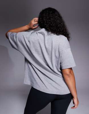 4505 Curve Icon Back Print Heavyweight Cotton Oversized T-shirt With Quick Dry Finish In Gray