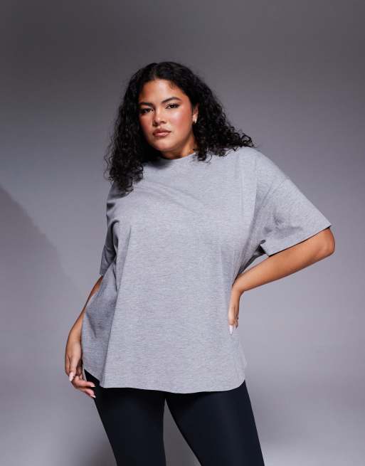 4505 Curve Icon back print heavyweight cotton oversized t-shirt with quick dry finish in grey marl