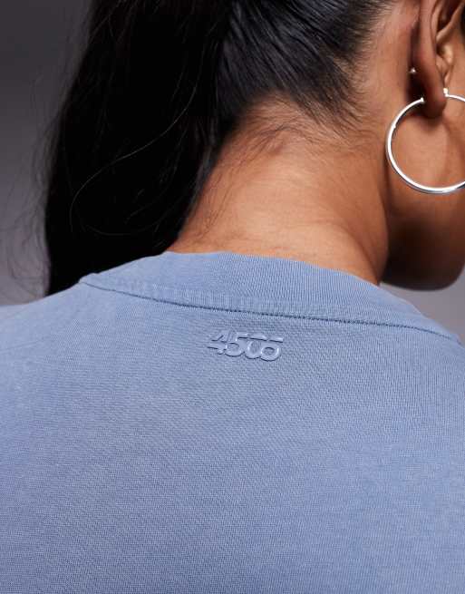 4505 Curve Icon boxy heavyweight cotton quick dry oversized training t-shirt in washed china blue   - MBLUE, 3 of 4