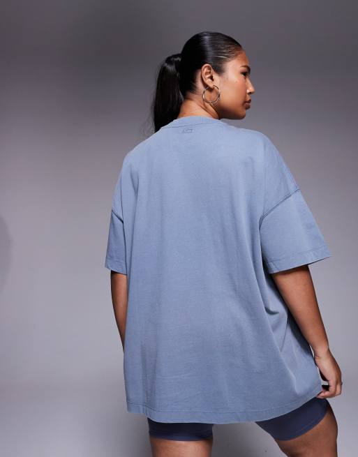 4505 Curve Icon boxy heavyweight cotton quick dry oversized training t-shirt in washed china blue   - MBLUE, 4 of 4