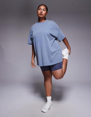 4505 Curve Icon Boxy Heavyweight Cotton Quick Dry Oversized Training T-shirt In Blue