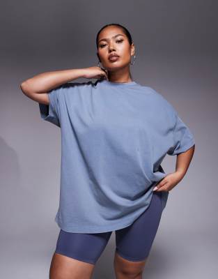 4505 Curve Icon Boxy Heavyweight Cotton Quick Dry Oversized Training T-shirt In Blue