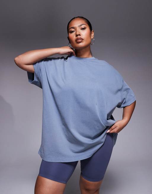4505 Curve Icon boxy heavyweight cotton quick dry oversized training T-shirt in washed china blue, 2 of 4