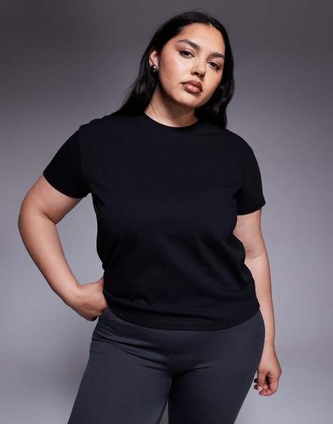 4505 Curve Icon cotton boxy T-shirt with quick dry finish in black - view 1
