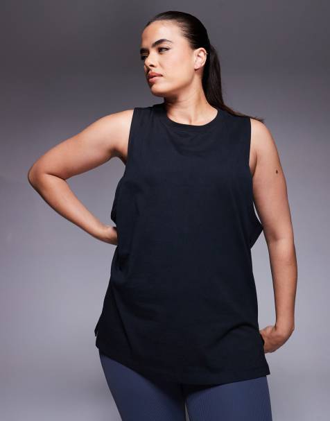 4505 Curve Icon cotton drop armhole singlet with quick-dry finish in black - view 1