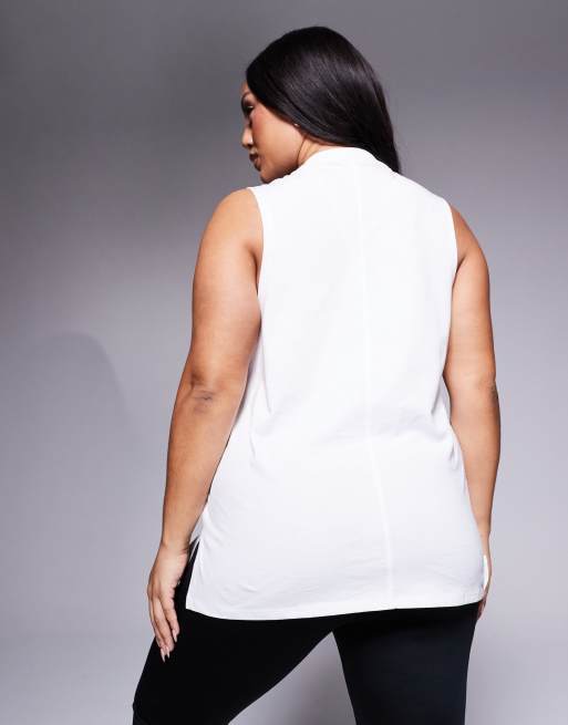 4505 Curve Icon cotton drop armhole tank top with quick dry finish in white, 3 of 4
