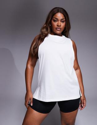 4505 Curve Icon Cotton Drop Armhole Tank Top With Quick Dry Finish In White