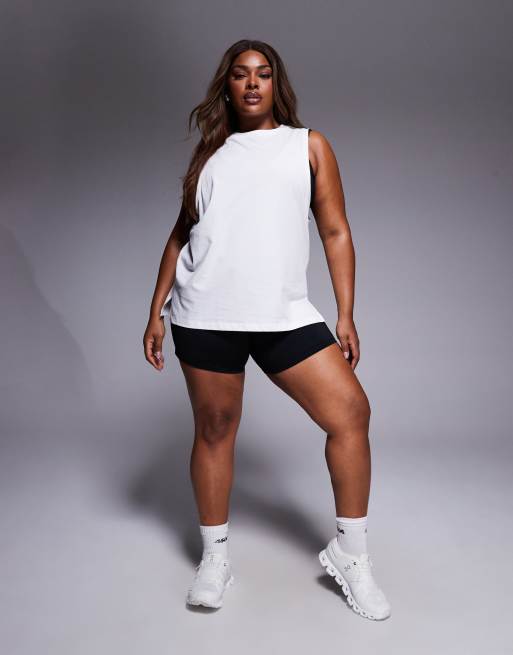 4505 Curve Icon cotton drop armhole vest with quick dry finish in white, 3 of 4