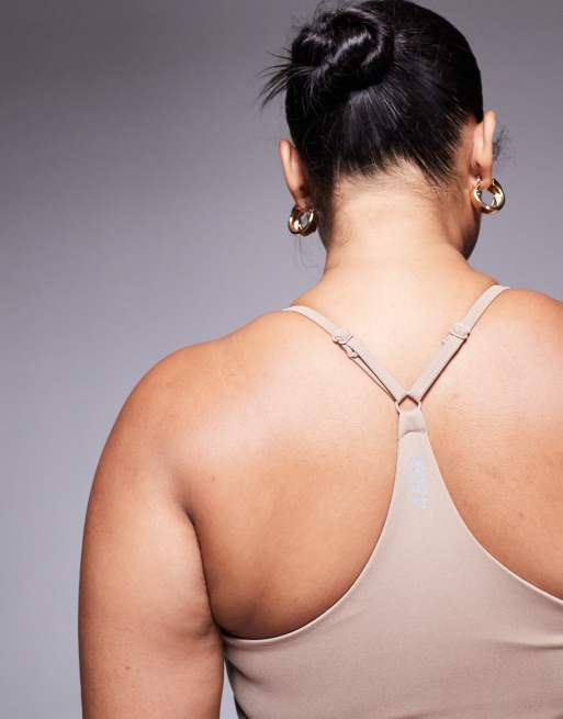 4505 Curve - Icon - Cremehvid blød yoga-croptop med cami-stropper og indbygget BH, 3 af 4