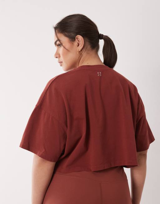 4505 Curve - Icon - Cropped ravfarvet T-shirt i kraftig hurtigttørrende bomuld, 3 af 4