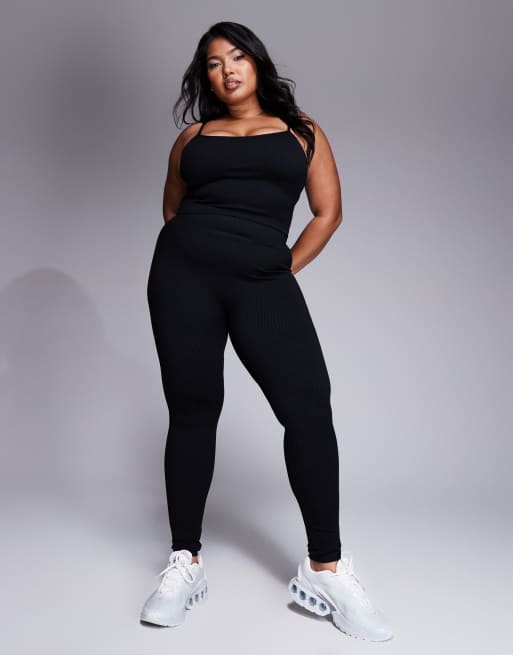 4505 Curve - Icon - Débardeur de yoga côtelé sans coutures et brassière intégrée - Noir , 2 de 4