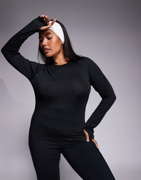 4505 Curve Icon active quick dry slim fit long sleeve top in black