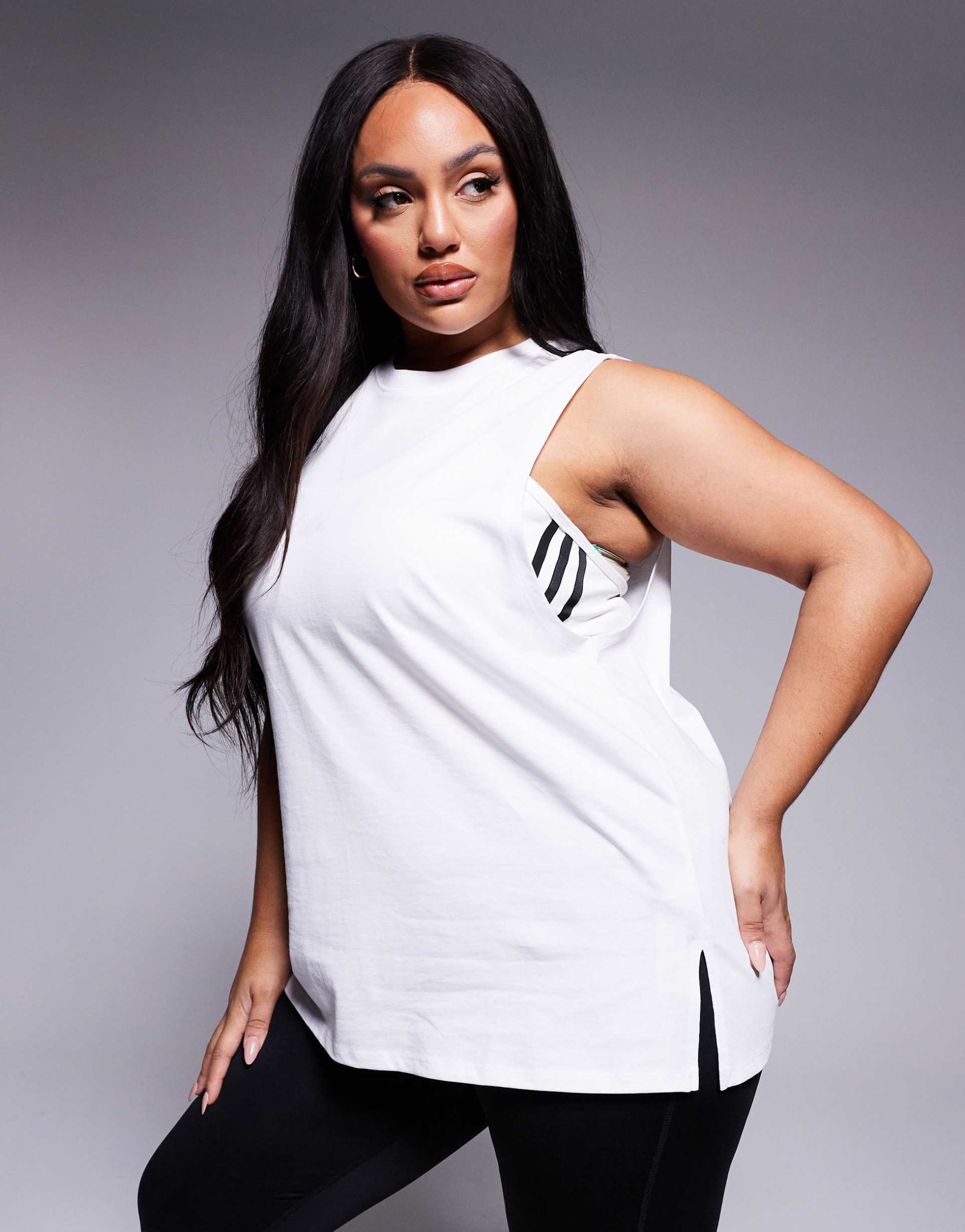 4505 curve icon dropped armholes cotton training tank top with quick dry finish in white