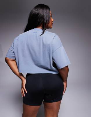 4505 Curve Icon Heavyweight Cotton Cropped T-shirt With Quick Dry Finish In Blue