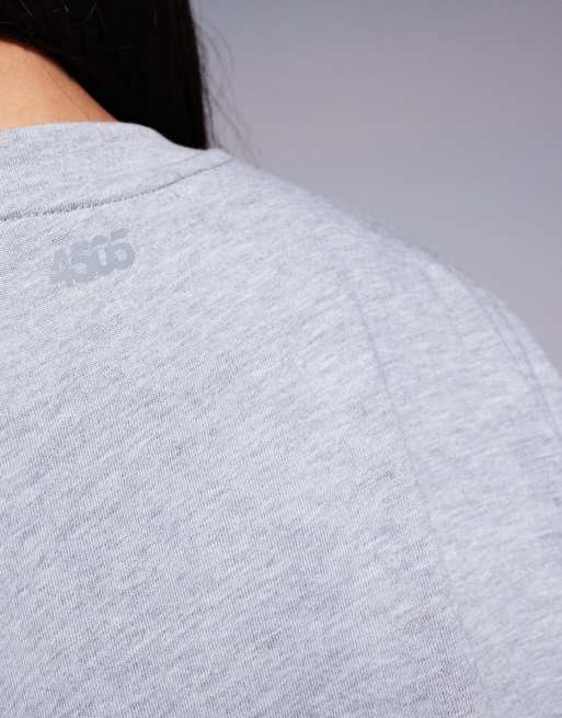 4505 Curve Icon heavyweight cotton cropped t-shirt with quick dry finish in grey marl , 3 of 4