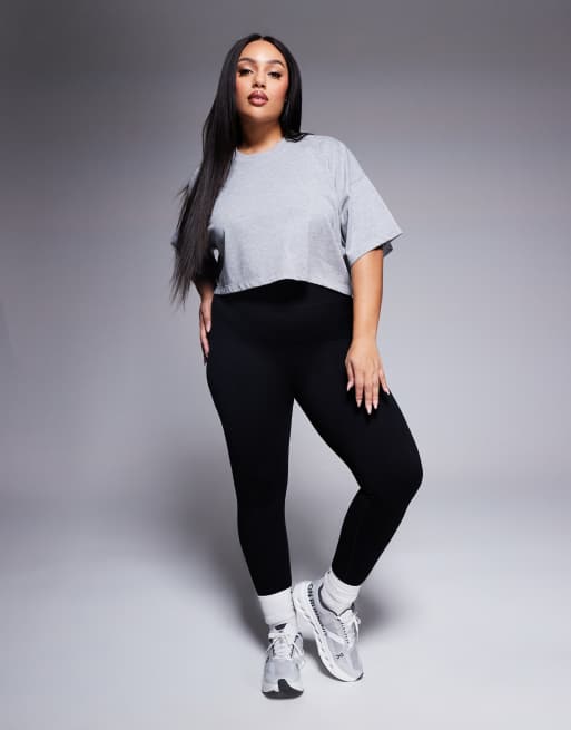 4505 Curve Icon heavyweight cotton cropped t-shirt with quick dry finish in grey marl , 4 of 4