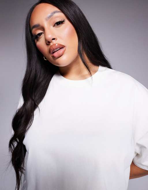 4505 Curve Icon heavyweight cotton cropped t-shirt with quick dry finish in off white 