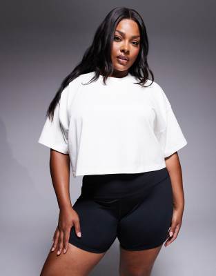 4505 Curve Icon Heavyweight Cotton Cropped T-shirt With Quick Dry Finish In White