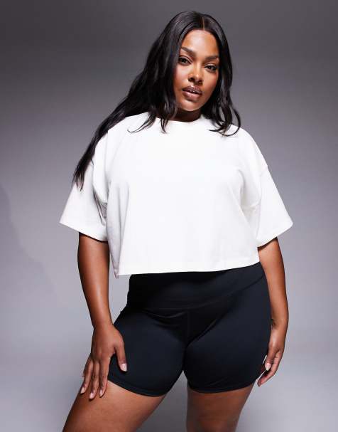 4505 Curve Icon heavyweight cotton cropped t-shirt with quick dry finish in vintage white - view 1