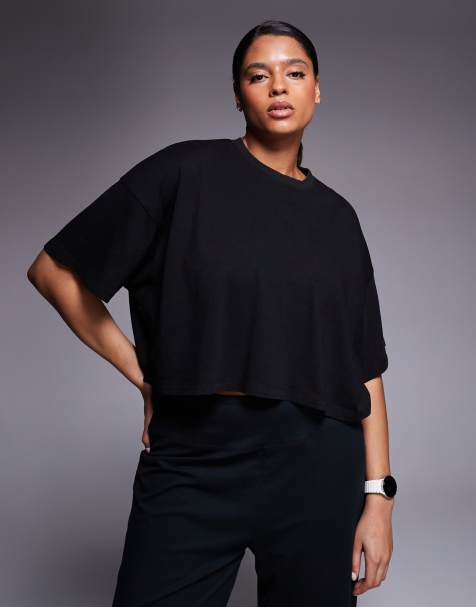 4505 Curve Icon heavyweight cotton cropped t-shirt with quick dry finish in washed black - view 1