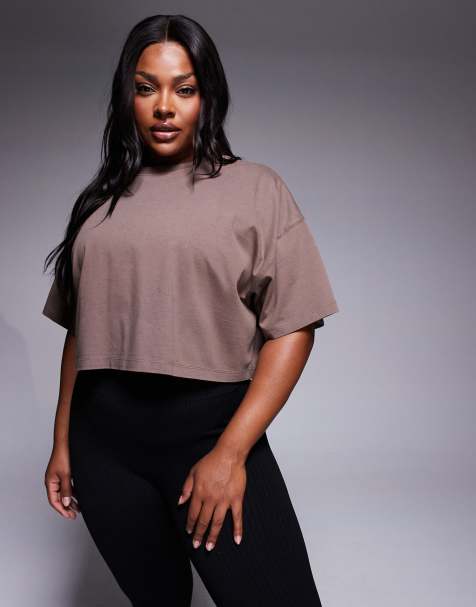 4505 Curve Icon heavyweight cotton cropped t-shirt with quick dry finish in washed taupe - view 1