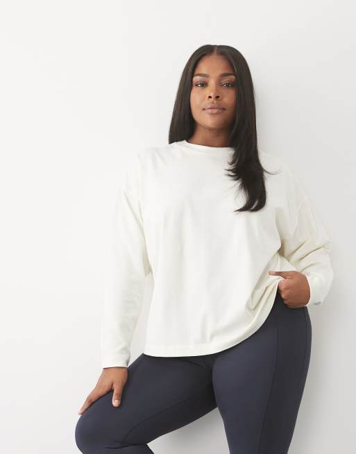 4505 Curve Icon heavyweight cotton oversized long sleeve t-shirt in vintage white, 1 of 4