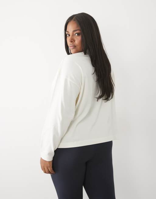 4505 Curve Icon heavyweight cotton oversized long sleeve t-shirt in vintage white, 3 of 4