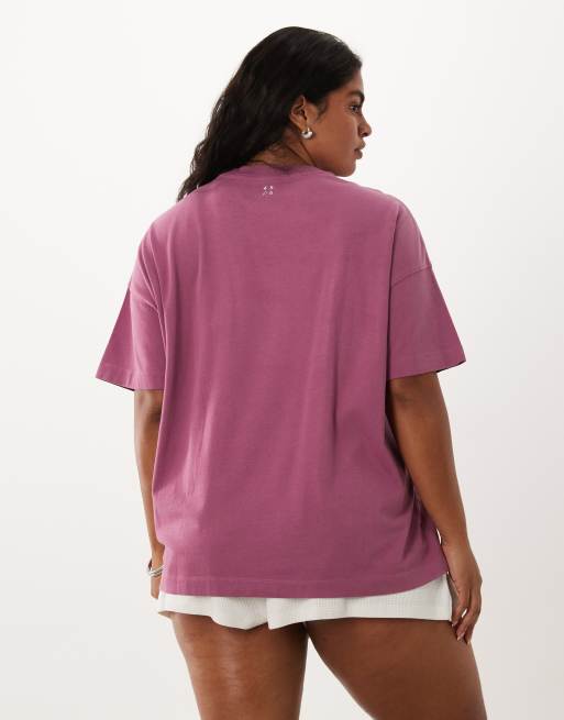 4505 Curve Icon heavyweight cotton oversized T-shirt with quick dry finish in berry, 4 of 4