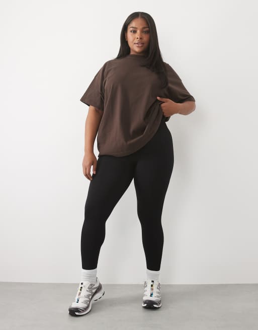 4505 Curve Icon heavyweight cotton oversized t-shirt with quick dry finish in chocolate, 3 of 4