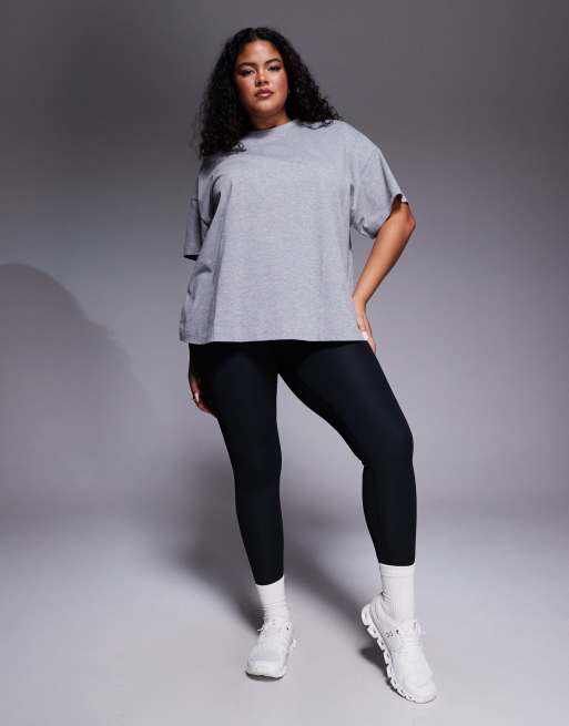 4505 Curve Icon heavyweight cotton oversized t-shirt with quick dry finish in grey marl, 4 of 4