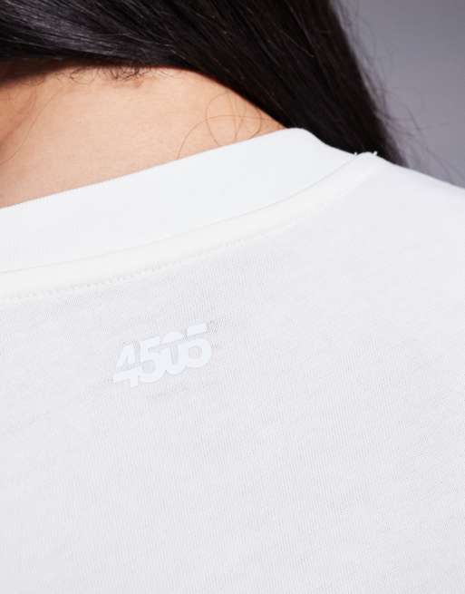 4505 Curve Icon heavyweight cotton oversized t-shirt with quick dry finish in off white, 3 of 4