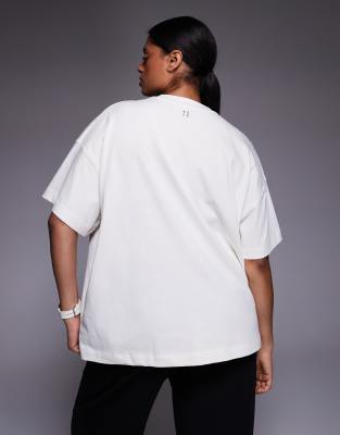 4505 Curve Icon Heavyweight Cotton Oversized T-shirt With Quick Dry Finish In White