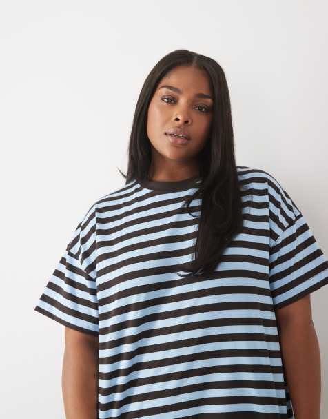4505 Curve Icon heavyweight cotton oversized t-shirt with quick dry finish in stripe - view 1