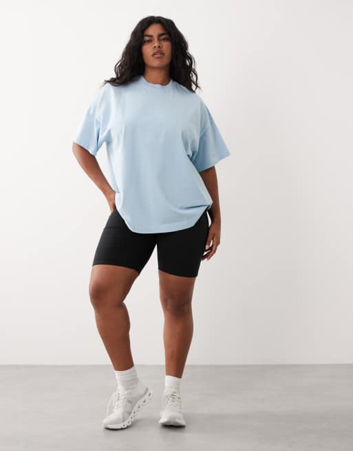 4505 Curve Icon heavyweight cotton oversized T-shirt with quick dry finish in washed baby blue, 2 of 4
