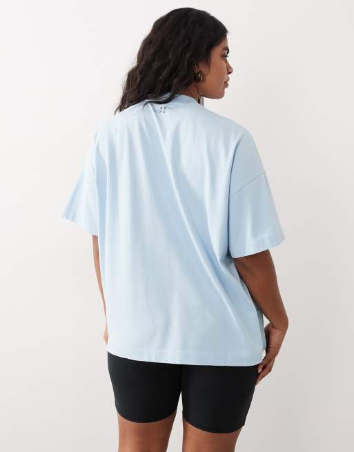 4505 Curve Icon heavyweight cotton oversized T-shirt with quick dry finish in washed baby blue, 4 of 4