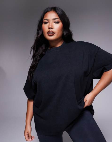 4505 Curve Icon heavyweight cotton oversized t-shirt with quick dry finish in washed black - view 1