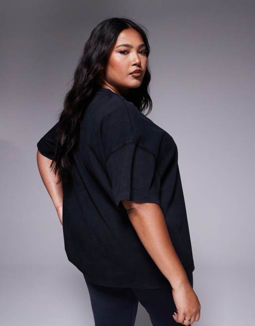 4505 Curve Icon heavyweight cotton oversized t-shirt with quick dry finish in washed black, 2 of 4