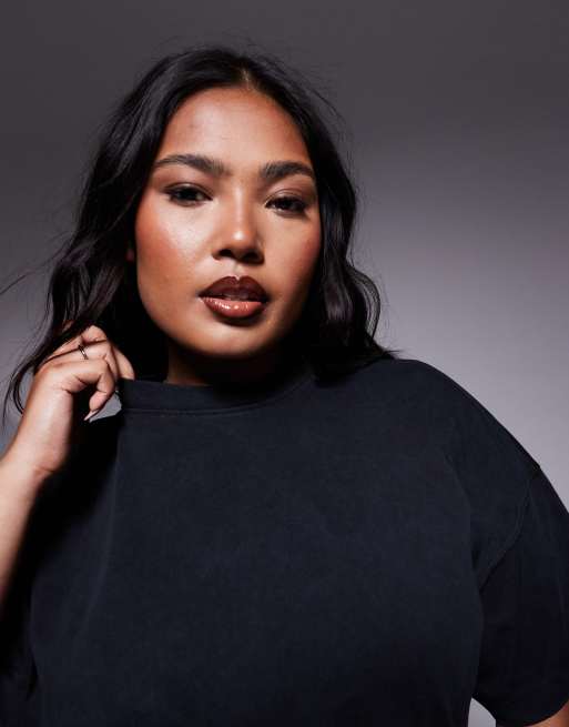 4505 Curve Icon heavyweight cotton oversized t-shirt with quick dry finish in washed black, 3 of 4