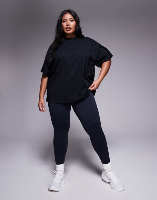4505 Curve Icon heavyweight cotton oversized t-shirt with quick dry finish in washed black, 4 of 4