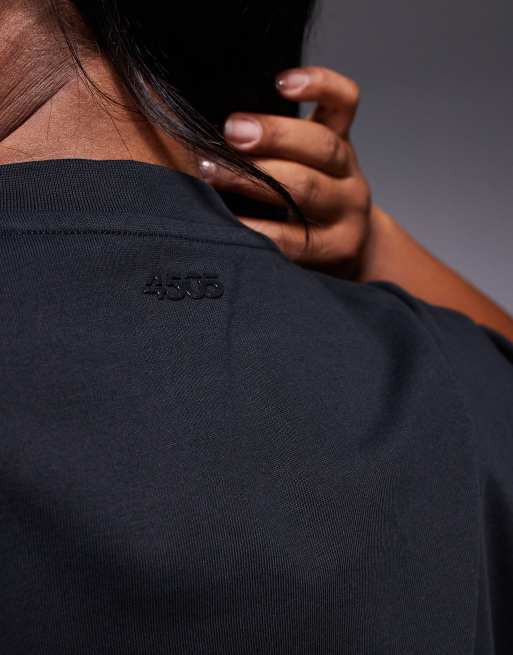 4505 Curve Icon heavyweight cotton oversized t-shirt with quick dry finish in washed black, 3 of 4
