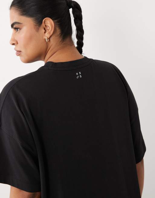 4505 Curve Icon heavyweight cotton oversized t-shirt with quick dry finish in washed black, 2 of 4