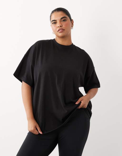 4505 Curve Icon heavyweight cotton oversized t-shirt with quick dry finish in washed black, 3 of 4