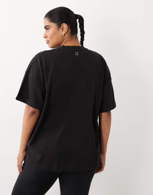 4505 Curve Icon heavyweight cotton oversized t-shirt with quick dry finish in washed black, 4 of 4