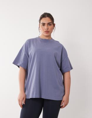 4505 Curve Icon Heavyweight Cotton Oversized T-shirt With Quick Dry Finish In Blue