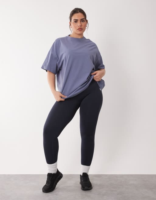 4505 Curve Icon heavyweight cotton oversized t-shirt with quick dry finish in washed blue, 2 of 4