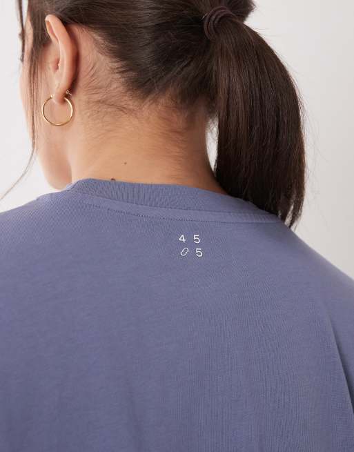 4505 Curve Icon heavyweight cotton oversized t-shirt with quick dry finish in washed blue, 4 of 4