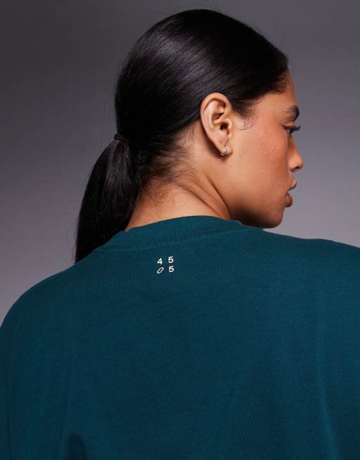 4505 Curve Icon heavyweight cotton oversized t-shirt with quick dry finish in washed evergreen, 2 of 4