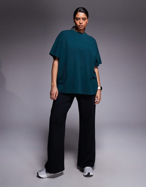 4505 Curve Icon heavyweight cotton oversized t-shirt with quick dry finish in washed evergreen, 3 of 4